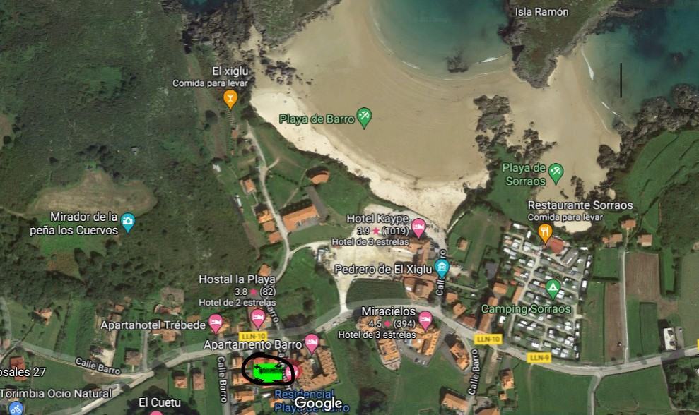 Plano aéreo de la ubicación de Villa Playa de Barro